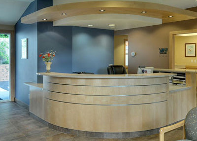 Veterinary clinic reception and welcome area