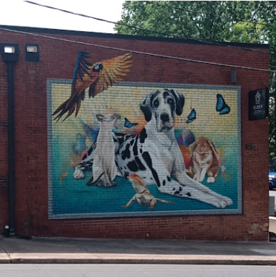 Mural outside of Queen City Animal Hospital